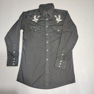 White Horse western shirt men's size M black colour with embroidered eagles
